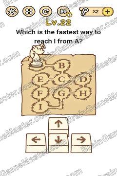 Answer Brain Boom Which is the fastest way to reach I from A? Level 22