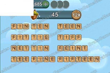 Word Forest answer game to level 261, 262, 263, 264, 265, 266, 267, 268, 269 and 270