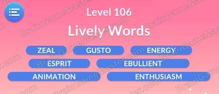 The answer to level 101, 102, 103, 104, 105, 106, 107, 108, 109 and 110 is Word Serenity - Free Word Games and Word Puzzles