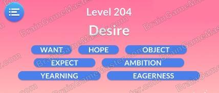 The answer to level 201, 202, 203, 204, 205, 206, 207, 208, 209 and 210 is Word Serenity - Free Word Games and Word Puzzles