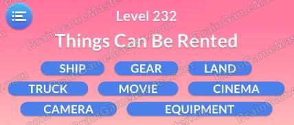 The answer to level 231, 232, 233, 234, 235, 236, 237, 238, 239 and 240 is Word Serenity - Free Word Games and Word Puzzles