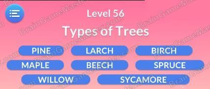 The answer to level 51, 52, 53, 54, 55, 56, 57, 58, 59 and 60 is Word Serenity - Free Word Games and Word Puzzles