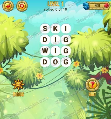 Answers to level 1 for the game Word Treasure Android and IOS