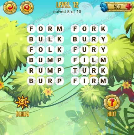 Answers to level 12 for the game Word Treasure Android and IOS
