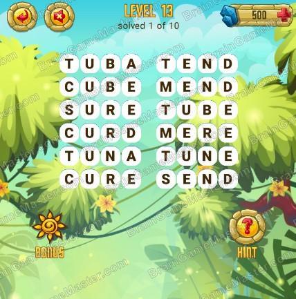 Answers to level 13 for the game Word Treasure Android and IOS