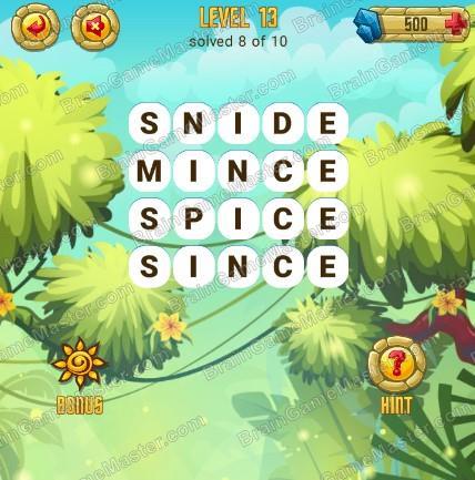 Answers to level 13 for the game Word Treasure Android and IOS