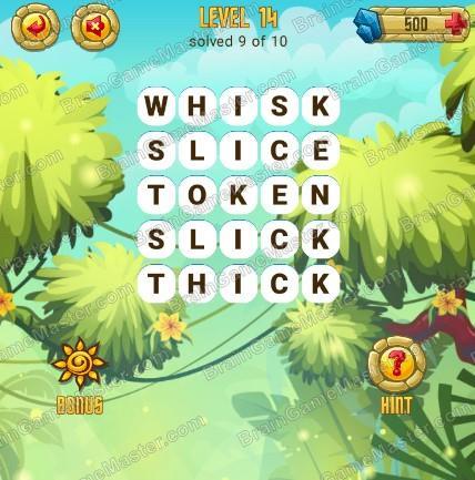 Answers to level 14 for the game Word Treasure Android and IOS