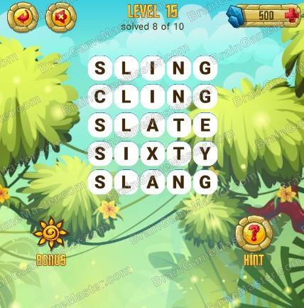 Answers to level 15 for the game Word Treasure Android and IOS