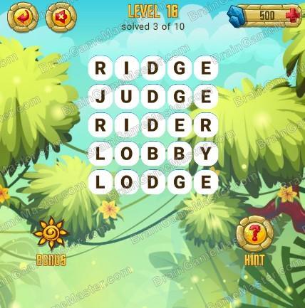 Answers to level 16 for the game Word Treasure Android and IOS