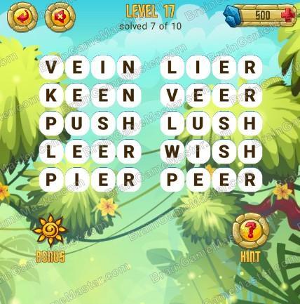Answers to level 17 for the game Word Treasure Android and IOS