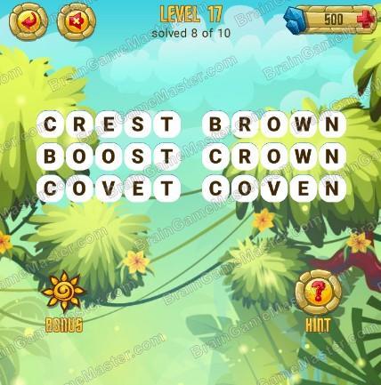 Answers to level 17 for the game Word Treasure Android and IOS