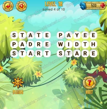 Answers to level 18 for the game Word Treasure Android and IOS