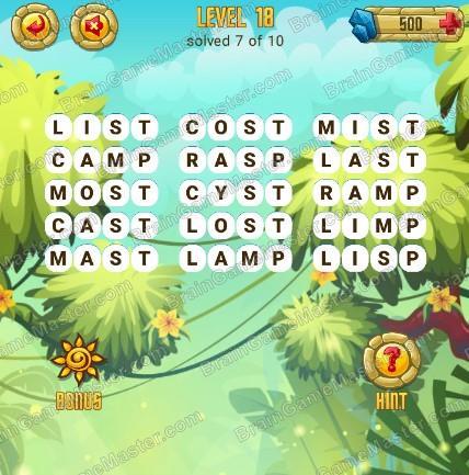 Answers to level 18 for the game Word Treasure Android and IOS