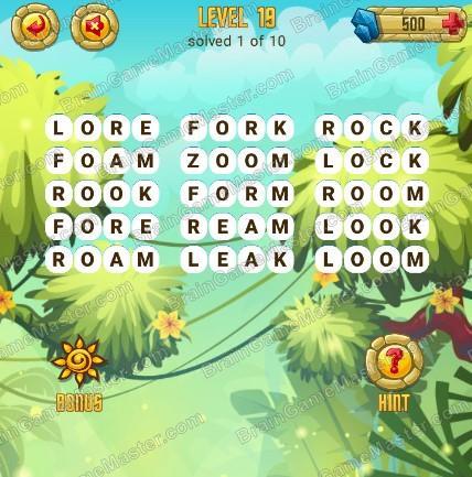 Answers to level 19 for the game Word Treasure Android and IOS