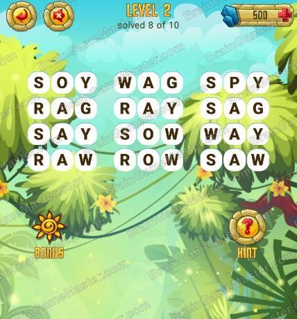 Answers to level 2 for the game Word Treasure Android and IOS
