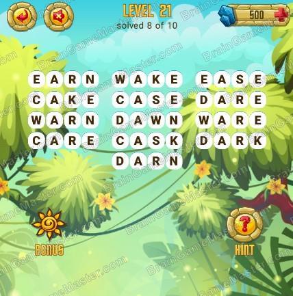 Answers to level 21 for the game Word Treasure Android and IOS