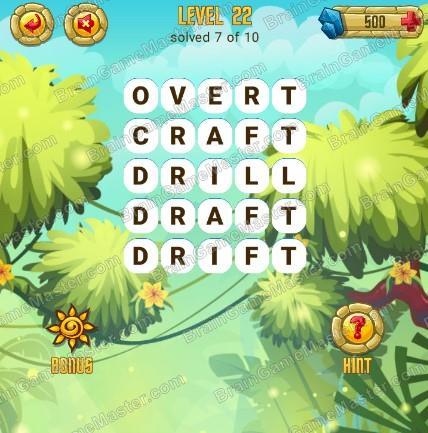 Answers to level 22 for the game Word Treasure Android and IOS