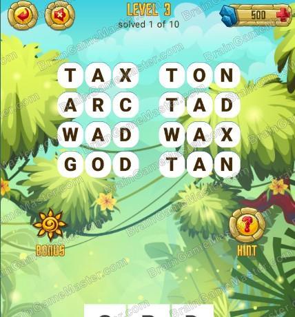 Answers to level 3 for the game Word Treasure Android and IOS