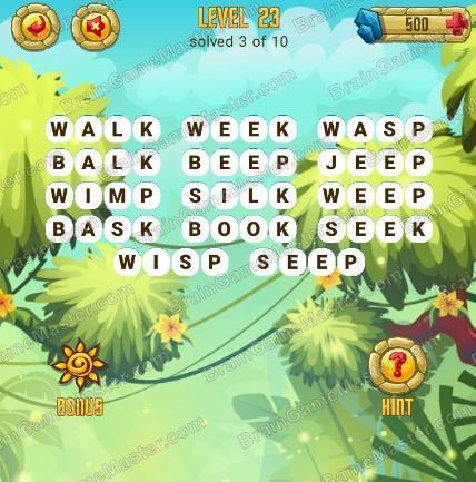Answers to level 23 for the game Word Treasure Android and IOS