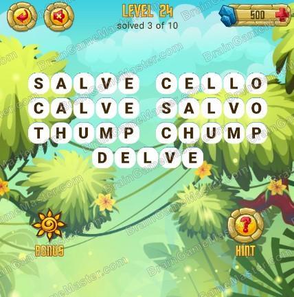 Answers to level 24 for the game Word Treasure Android and IOS