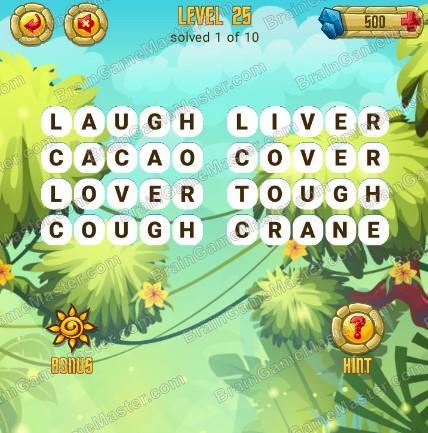 Answers to level 25 for the game Word Treasure Android and IOS