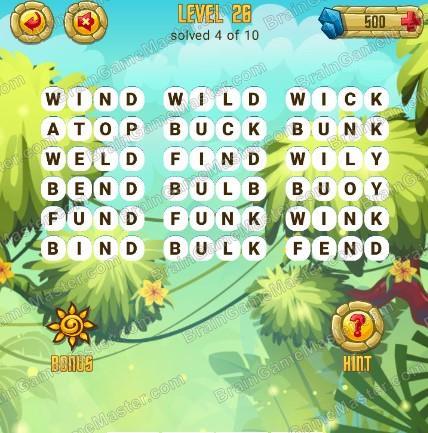 Answers to level 26 for the game Word Treasure Android and IOS