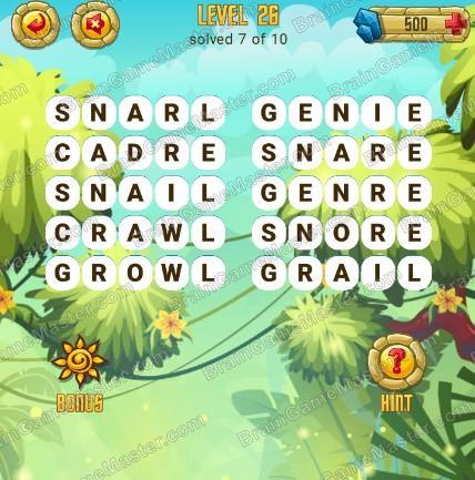 Answers to level 26 for the game Word Treasure Android and IOS