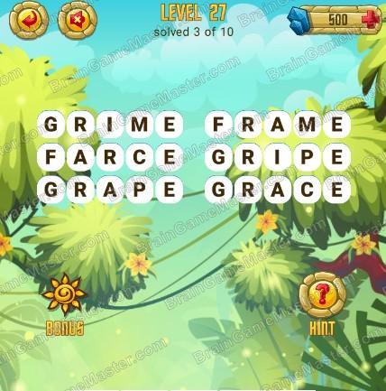 Answers to level 27 for the game Word Treasure Android and IOS