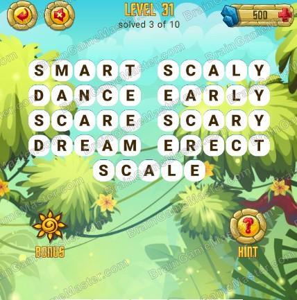 Answers to level 31 for the game Word Treasure Android and IOS