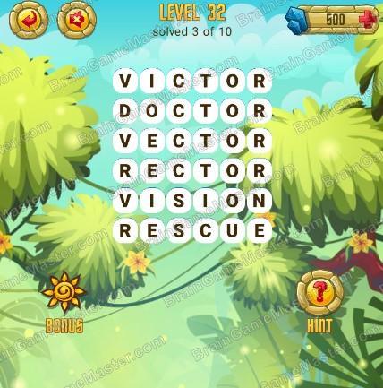 Answers to level 32 for the game Word Treasure Android and IOS