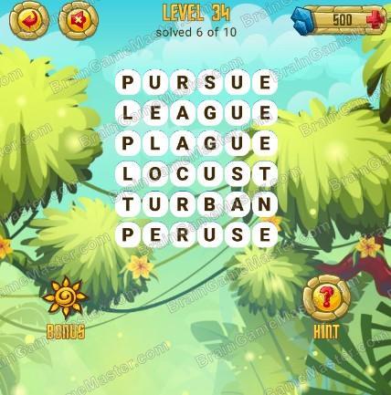 Answers to level 34 for the game Word Treasure Android and IOS