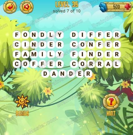Answers to level 35 for the game Word Treasure Android and IOS