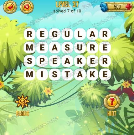 Answers to level 37 for the game Word Treasure Android and IOS