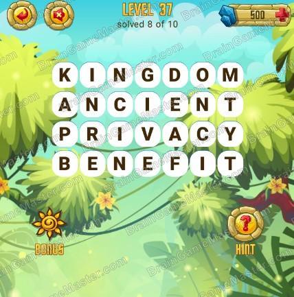 Answers to level 37 for the game Word Treasure Android and IOS