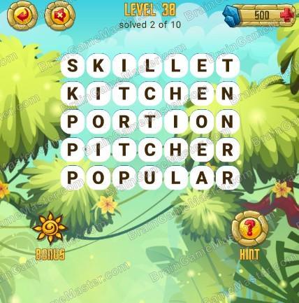 Answers to level 38 for the game Word Treasure Android and IOS