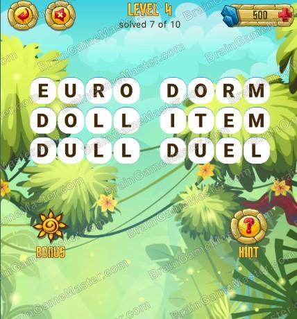 Answers to level 4 for the game Word Treasure Android and IOS