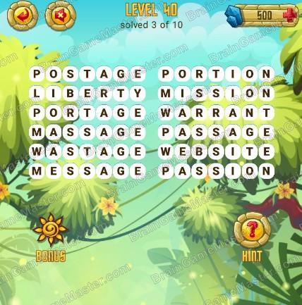 Answers to level 40 for the game Word Treasure Android and IOS