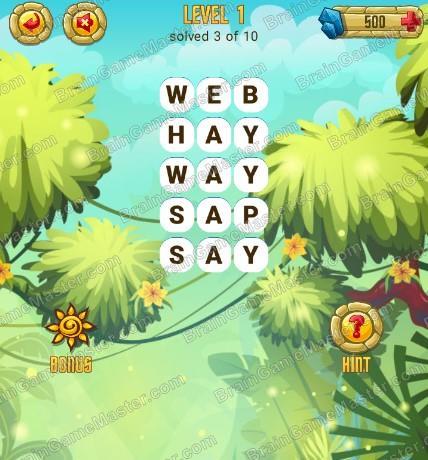 Answers to level 1 for the game Word Treasure Android and IOS