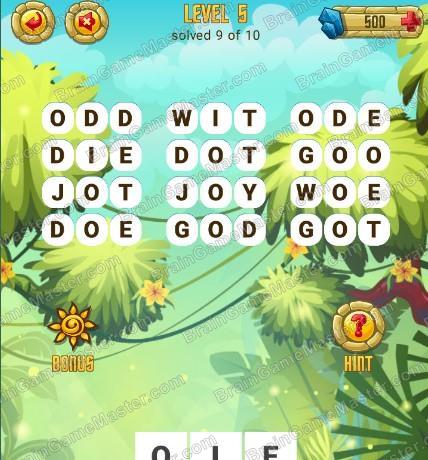 Answers to level 5 for the game Word Treasure Android and IOS