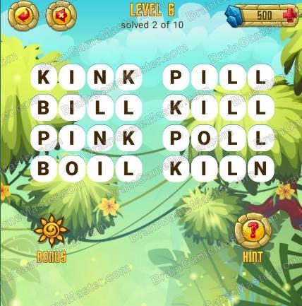 Answers to level 6 for the game Word Treasure Android and IOS