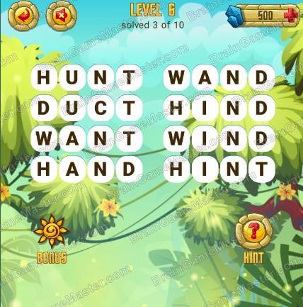 Answers to level 6 for the game Word Treasure Android and IOS