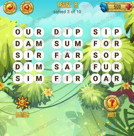 Answers to level 8 for the game Word Treasure Android and IOS