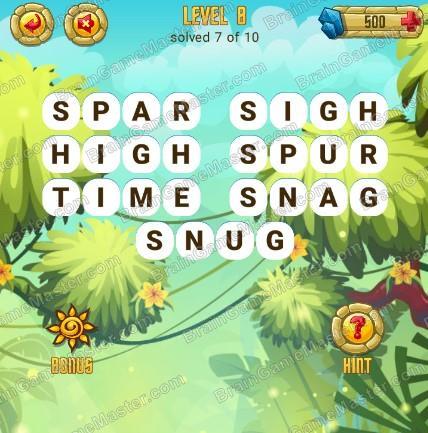 Answers to level 8 for the game Word Treasure Android and IOS