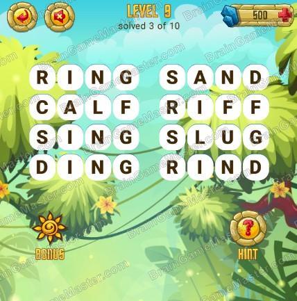 Answers to level 9 for the game Word Treasure Android and IOS