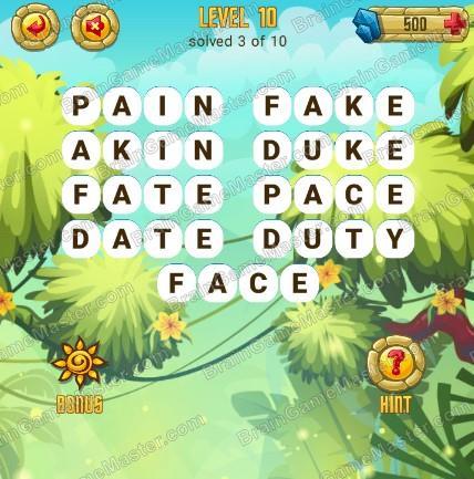 Answers to level 10 for the game Word Treasure Android and IOS