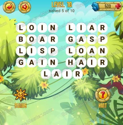 Answers to level 10 for the game Word Treasure Android and IOS