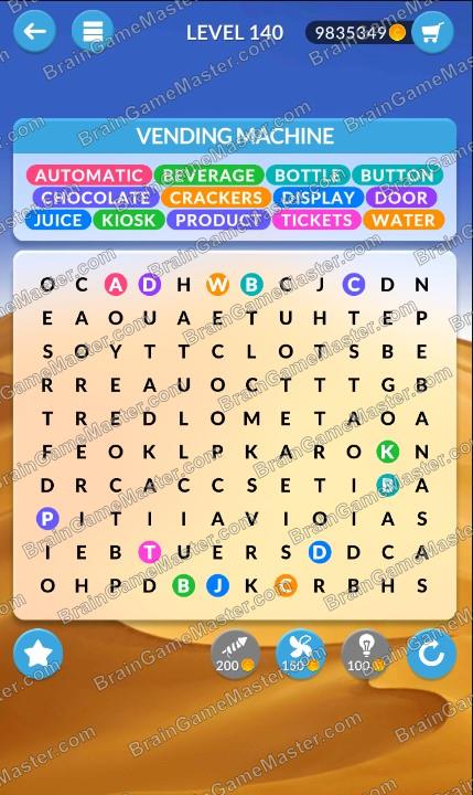 WordPscape Search answers at levels 131, 132, 133, 134, 135, 136, 137, 138, 139, 140