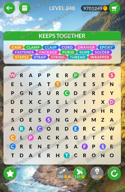 WordPscape Search answers at levels 241, 242, 243, 244, 245, 246, 247, 248, 249, 250